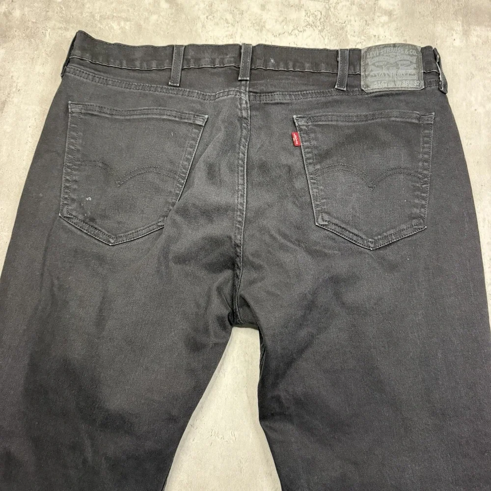 Levi's 514 Straight Fit Jeans Faded Black Denim 38x32 Mens Pants Work USA